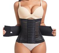 QKEPCY Pancera Contenitiva Donna Corsetto Stringivita Modellante Dimagrante Elastico Largo Band con Regolabile Waist Trainer Postpartum Cintura Snellente Pancia Cincher (Nero/L)