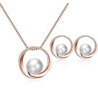 QKEPCY Parure Gioielli Cerchio Perla Collana Orecchini Donna Elegante Insieme Bigiotteria Lusso