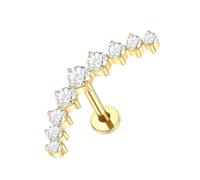 QKEPCY Piercing Orecchio Filettato Titanio G23 Conch Earring Cartilagine Helix Piercings Studs Ipoallergenico per Donna (Oro)