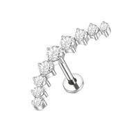 QKEPCY Piercing Orecchio Filettato Titanio G23 Conch Earring Cartilagine Helix Piercings Studs Ipoallergenico per Donna (Argento)