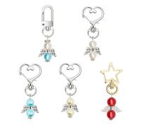 QKEPCY Portachiavi Angelo Ciondolo Cuore Stella Moschettone Decorativo Accessorio Borsa Zaino Charm Perla