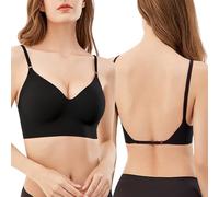QKEPCY Reggiseno Senza Ferretto Donna Reggiseni Senza Cuciture Push Up Comodo Regolabili Base Top Corsetto (L)