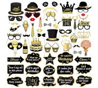 Qkepcy Set Di Accessori Per Feste Compleanno Decorazioni Fotografiche Divertenti Kit Di Accessori Per Fotobooth Accessori Per Foto Di Compleanno Props Fotografici Per Feste(Black