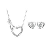 QKEPCY Cuore Parure Gioielli per Donna Ragazze Crystalline Collana Orecchini Set Zirconi Cubici Gioielli Set Sposa Regalo di San Valentino Regali Natale Donna