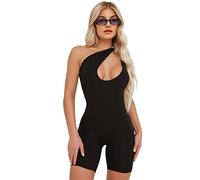 QKEPCY Tuta Donna Estiva Corta Monospalla Jumpsuit Aderente Elegante Tutina Sportiva Completo Corte Pantaloncini Tute Corte Body Intera Tutine Estiva