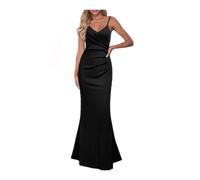 QKEPCY Vestito Donna Elegante Cerimonia Spaghetti Vestiti Abito Lungo Sirena Vestito Estivi Abiti da Cerimonia Festa Cocktail Party Matrimonio Sera Formale Banchetto