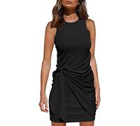 QKEPCY Vestito Senza Maniche Donna Elegante Abito Drappeggiato Cerimonia Cocktail Vestiti Eleganti Corto Estivo Formale Tubino Aderente Festa Serata