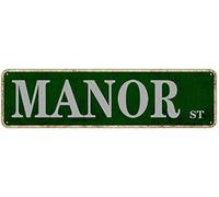 QKIODS Targa in metallo vintage Manor Sign Retro Rustico Tin Sign Wall Decor Gift 4 × 40,6 cm