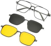 Qklovni Occhiali da sole polarizzati 3 in 1, da uomo e da donna, occhiali da sole magnetici polarizzati 3 in 1, Nero