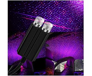 Qklovni Proiettore di Stelle USB, Luce Notturna Romantica, Atmosfera Galassia, LED Luminose Regolabili, Decorative per il Tetto dell'Auto (Rosso-Viola)