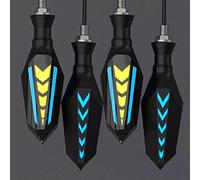 Qklyxr 2 In 1 Indicatori di direzione for motociclette che scorrono a doppia faccia LUCE Relè incorporato Lampeggiante Universale M10 Impermeabile Spia luminosa per motocicletta(4 blue)