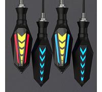 Qklyxr 2 In 1 Indicatori di direzione for motociclette che scorrono a doppia faccia LUCE Relè incorporato Lampeggiante Universale M10 Impermeabile Spia luminosa per motocicletta(2 red 2 blue)
