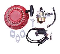 Qklyxr Carburatore Bobina di Accensione Recoil Pull Starter Guarnizione Candela Kit Tosaerba Parte del Motore for GX160 GX200 5.5HP 6. 28400-ZH8-013YA Gruppo avviamento a Strappo per Tosaerba