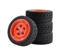 Qklyxr Inserto for Ruote Grip Tires, Spugna, for HPI, for Tamiya, 1/10 1:10 Touring Car RC Rim51-8014 Pneumatici in Gomma per Auto telecomandate(Red Rim)