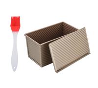 QKNOSM Pullman - Teglia per pagnotta con coperchio, 450 g, include una spazzola in silicone antiaderente, teglie per il pane con coperchio, per forno, torte fatte in casa, pane tostato (21 x 12 x 11,7