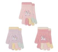 QKURT 3 paia di guanti magici per bambini, guanti unicorno per bambine, caldi Muffole in maglia, colorati, morbidi Muffole termici, elasticizzati, invernali, per bambini e bambine, da 1 a 5 anni