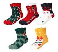 QKURT 5 Paia Calzini Natalizi per Bambini, Calzini Natalizi Colorati per Bambini Calzini Novità Natalizi Calzini Divertenti Fantasia Calzini Termici per Natale
