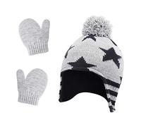 QKURT Cappellino Muffole bimbo Set,Muffole Neonato Cappello Bambino Invernale con Pompon Adatto per bambini di età compresa tra 1 e 3 anni