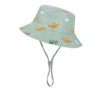 QKURT Cappello da Sole per Bambini, Cappello da Pescatore con Dinosauro, Berretto da Spiaggia Regolabile con Fodera in Rete Traspirante, Cappello da Pescatore Antivento per Bambini dai 2 ai 6 Anni