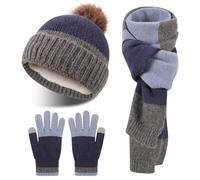 QKURT Set Cappelli Sciarpe Guanti Invernali Bambini 5-12 Anni