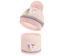 QKURT Set di berretto invernale e scaldacollo per bambini, berretto lavorato a maglia caldo per bambini, scaldacollo, berretto termico con fodera morbida, sciarpa, set per 2-5 anni