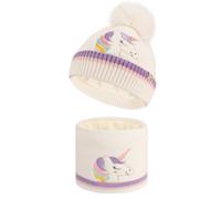 QKURT Set di berretto invernale e scaldacollo per bambini, berretto lavorato a maglia caldo per bambini, scaldacollo, berretto termico con fodera morbida, sciarpa, set per 2-5 anni