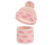 QKURT Set di cappello e sciarpa invernali per bambini, berretto caldo lavorato a maglia per bambini, scaldacollo, fodera in morbido pile, berretto termico, sciarpa, set per bambini dai 3 agli 8 anni