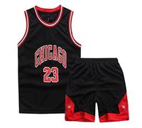 Qkydky Completo Pallacanestro Bambino, 2 Pezzi Completo Pallacanestro Ragazzo, Magliette e Pantaloncini da Pallacanestro, Canotta Basket Bambino e Pantaloncin, Completino Basket(Nero,XL,9-10 Anni)