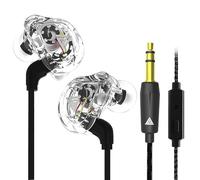 QKZ VK1 - Cuffie in-ear di alta qualità, 108 dB, HiFi Sport e Gaming Headphones con microfono HD, suono Hires, Bluetooh, hearbuds Heavy Deep Bass Double Driver (trasparente/bianco)