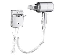QL Asciugacapelli da Parete con Supporto e Porta USB,Phon per Capelli Muro con Ionico e ThermoProtect 2000watt,per Hotel Casa,Argento