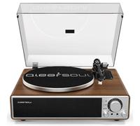 Qlearsoul ONE-Q Giradischi Vinile All-in-One Bluetooth 5.4 | Cartuccia AT-3600L, preamp phono integrato, 4 altoparlanti full range, contrappeso regolabile, 33/45 giri, auto-stop