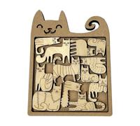 QLECXZI Puzzle in legno resistente a forma di gatto, regalo,digitare+1 | gatti e per le festività. Sviluppa le capacità logiche. Puzzle in legno altamente stimolante.