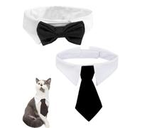 QLEUIFT 2 PCS Papillon Cane, Papillon per Cani e Gatti, Collare per Smoking Nero, Taglia S, 24-29 cm, Nylon Cotone