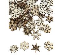 QLEUIFT 200 PCS Natalizi in Legno a Forma di Fiocco di Neve Mini Fiocchi di Neve Decorativi Fiocco Legno Neve L'Albero di Natale Etichetta Regalo Fai da Te in Legno incompiuto Ornamenti in Legno