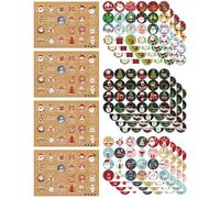 QLEUIFT 384 Pcs Adesivi Natalizi per Calendario Avvento, 1-24 Numeri, Rotondi Kraft, per Regali Fai da Te, Decorazioni Natalizie, 4,5 cm