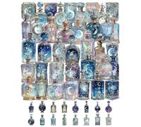 QLEUIFT 50 Pezzi Adesivi Luna in Bottiglia, Stickers Fasi Lunari Magici, per Scrapbooking e Decorazione