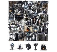 QLEUIFT 50 Pezzi Adesivi Magia Nera Vintage, Stickers Stregoneria Misteriosi, Adesivi per Scrapbooking e Decorazione Gotica