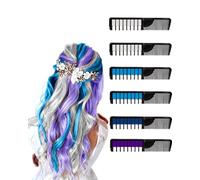 QLEUIFT 6 pcs Gessetti colorati per capelli, 3 colori per bambini I Regali di compleanno per ragazze, Natale, Halloween, cosplay, Pettine lavabile di gesso temporaneo, Non tossico, blu, bianco, viola