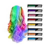 QLEUIFT 8 PCS Gessetti colorati per capelli I 8 colori per bambini I Regali di compleanno per ragazze, Natale, Halloween, cosplay I Pettine lavabile di gesso temporaneo I Non tossico