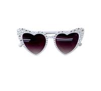 QLEUIFT Occhiali da Sole Cuore Donna Unisex Vintage '70 con Montatura Perle Aesthetic retrò Occhiali Cat Eye Love UV400 Protezione per Donna Uomo, Occhiali sfumati
