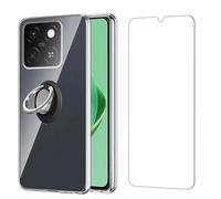 Qlfemna Cover per Honor X6B 4G (6.56") con Pellicola Vetro Temperato con Staffa girevole a 360°, Trasparente Custodia Morbido TPU Silicone Protettiva Cover Case