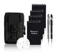 QLFJ-FurDec 4pcs Block Notes Impermeabili, 1 Marsupio Tattico e 2 Penne Gel Nere in Metallo, Field Notes A7 Rite in the Rain Con Spirale, Blocco Note Piccoli 3x5 Pollici, Piccolo Taccuino Tascabile