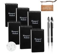 QLFJ-FurDec 6pcs Block Notes Impermeabili e 2 Penne Gel Nere in Metallo, Field Notes A7 Rite in the Rain Con Spirale, Blocco Note Piccoli 3x5 Pollici, Piccolo Taccuino Tascabile