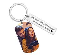 QLGD Portachiavi personalizzabile con testo e foto incisione,Portachiavi in acciaio inox inciso su entrambi i lati,Per lui e per voi amate foto regalo e regali personalizzati, argento, W3/L5