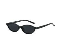 QLHNGUZ Occhiali da sole ovali retrò Cat Eye, Y2K, occhiali da sole alla moda anni '90, occhiali da sole sottili vintage con montatura a cateye stretti, occhiali neri piccoli per il viso da donna