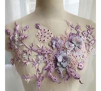 QLING Ricamo 3D con perline in pizzo applique floreale strass tulle toppe in tessuto per decorazioni fai da te per abiti da sposa abiti da sposa decorazione ricamo (Marca Dragon 3)