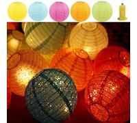 Qlisytpps Lanterne di carta con luci a LED, 10 colori, stile orientale, tradizionale, asiatico, per camera da letto, decorazione per la casa, festa di nozze, 20,3 cm (5 pezzi) gratis 2 luci di