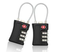 QLK 2 Pack Lucchetto Valigia TSA, Lucchetto Codice 3 Cifre, Portatile ABS Lucchetto Combinato Per Esterni Viaggi Bagagli Campeggio Armadietto, Nero