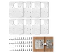 QLK Set di 8 piastre di riparazione per cerniere, 8 cerniere per porte con 32 viti, staffe di riparazione per piastre di installazione semplice, kit di riparazione per mobili per legno, mobili