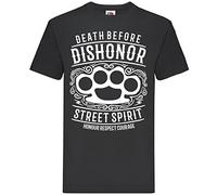 QLKNSC Death Before Dishonor - Maglietta a maniche corte da uomo con stampa grafica bianca morbida in cotone bianco giallo nero e rosso da uomo, a maniche corte, 100% cotone, Colore 13, L
